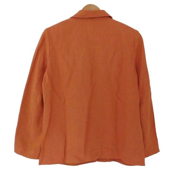 Lands End Linen Jacket Blazer Lined Orange Button Front Size 12 Career - Picture 4 of 5